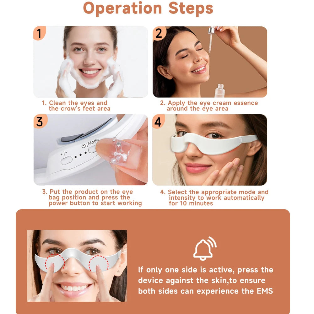 Vilnason EMS Red Light Eye Massager Glasses – Skin Care Device Eye Massager Device Qst