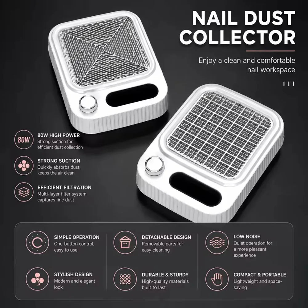 80W Professional Nail Dust Collector – Removable Filter Nail Dust Collector Qst