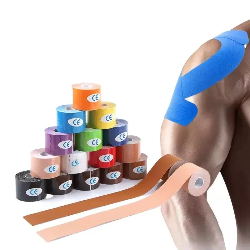 Kinesiology Sports Tape – Elastic, Waterproof, 18 Colors, 5m x 5cm Kinesiology Sports Tape Qme