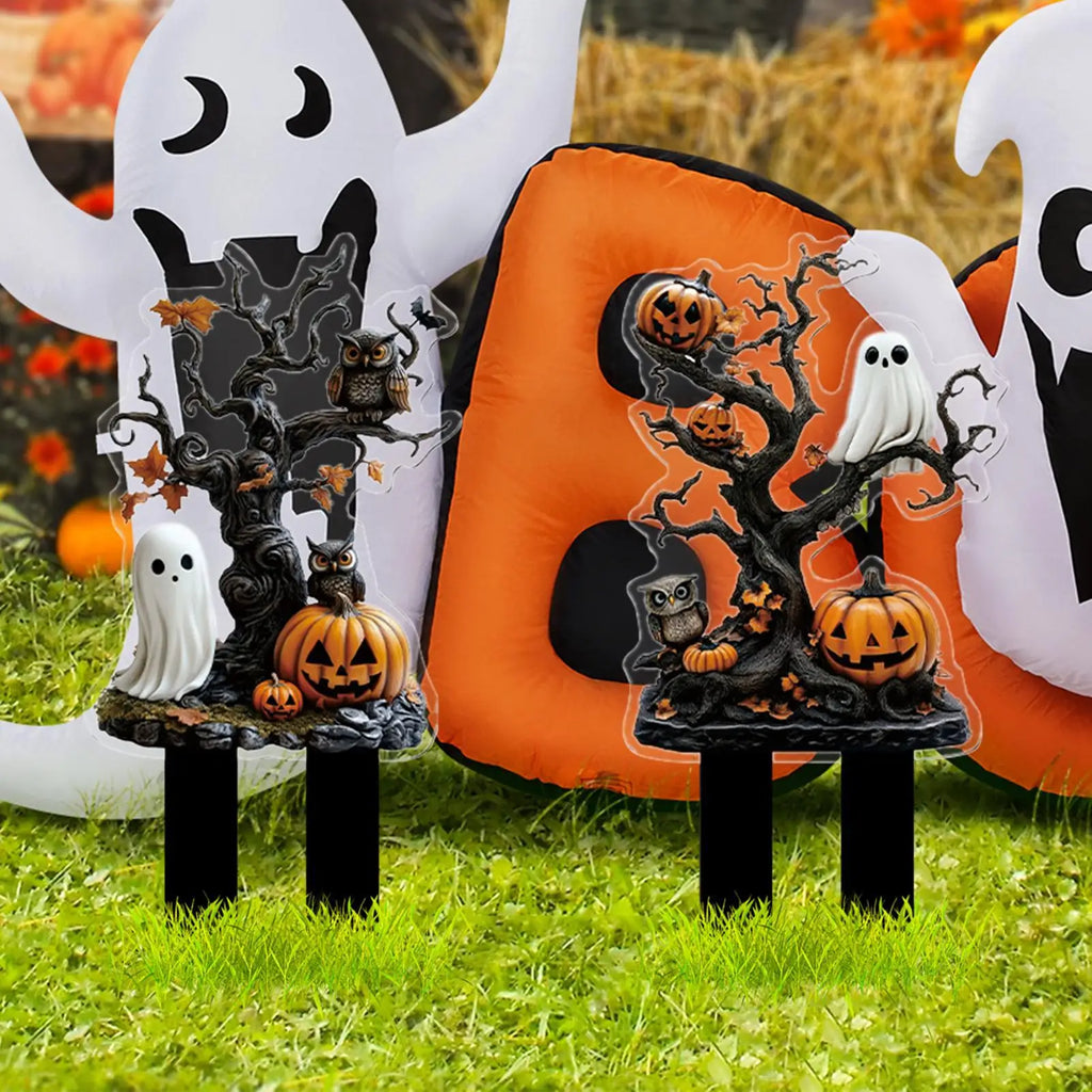 Halloween 2D Acrylic Yard Stakes – Spooky Outdoor Garden Decor Halloween Yard Stakes Qme