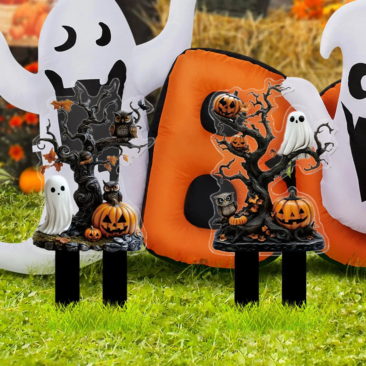 Halloween 2D Acrylic Yard Stakes – Spooky Outdoor Garden Decor Halloween Yard Stakes Qme