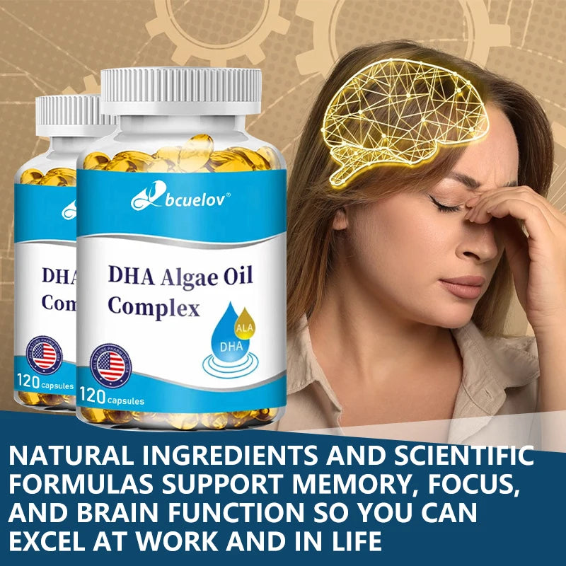 Bcuelov DHA Algae Oil Capsules – Extra Strength Supplement Omega-3 Supplement Qst