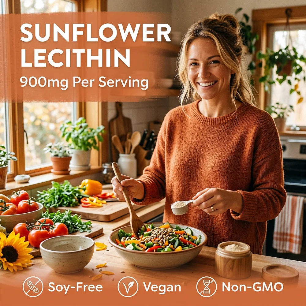 Sunflower Lecithin Softgels 900mg – Gluten-Free, Made in USA Lecithin Supplement Qst