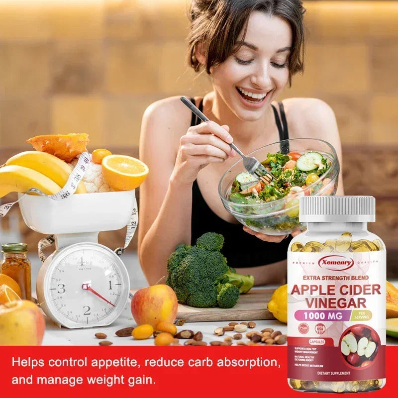 Xemenry Apple Cider Vinegar Capsules 1000mg – Weight Management Wellness Capsules Qst