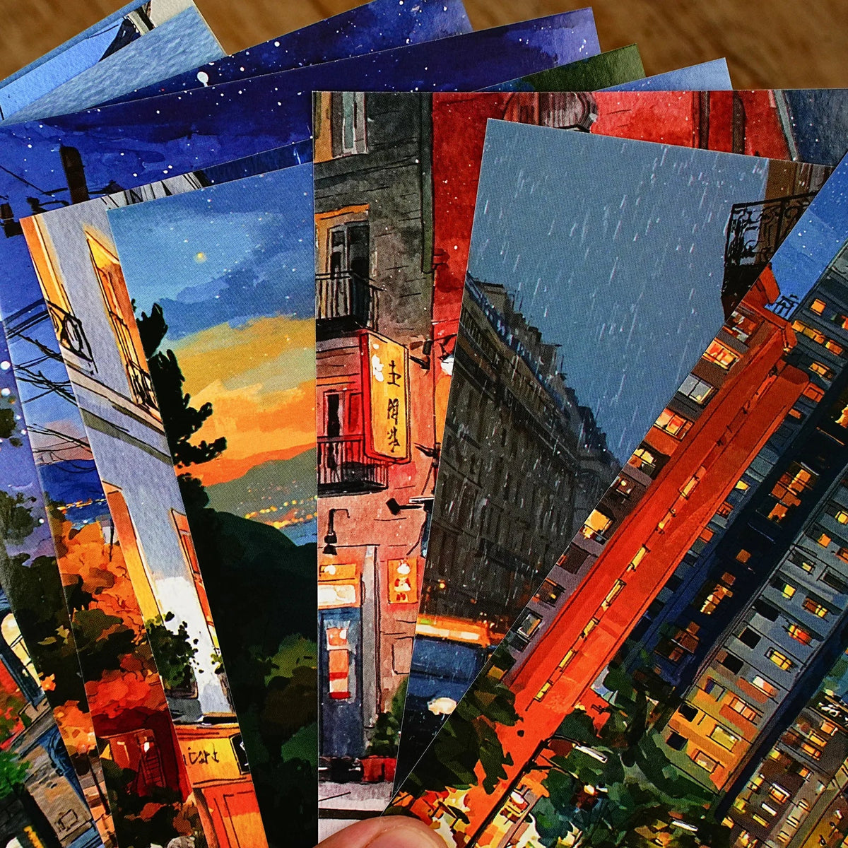 Landscape Theme Sticker Cards | Natural Creation Series, 6 Colors Decorative Sticker Cards Qme