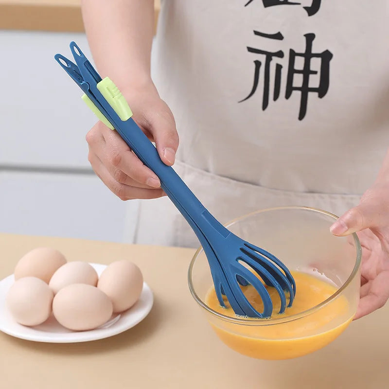 Multifunctional Egg Beater Whisk, Pasta Tongs & Food Clips Kitchen Whisk & Tongs Qme