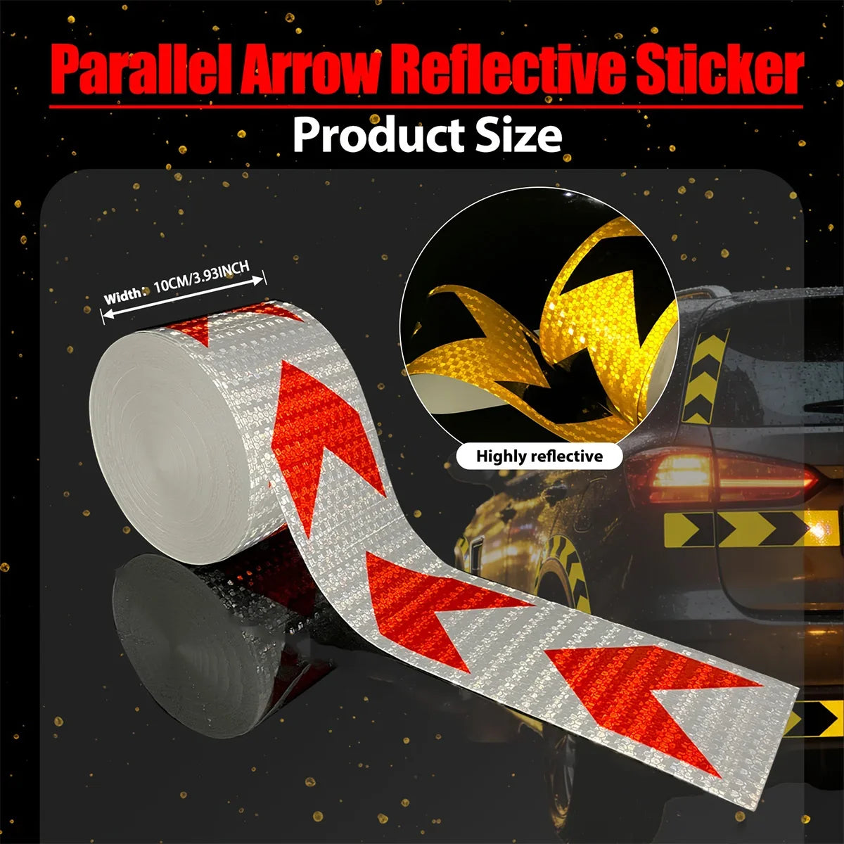 Waterproof Arrow Reflective Warning Tape Stickers | 5 Colors Reflective Safety Tape Qme