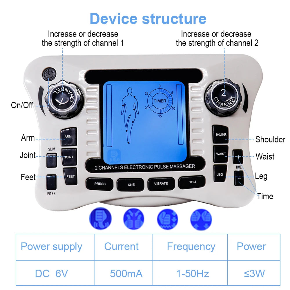12-Mode EMS TENS Pulse Massager – Muscle Stimulator Device EMS TENS Massager Qst