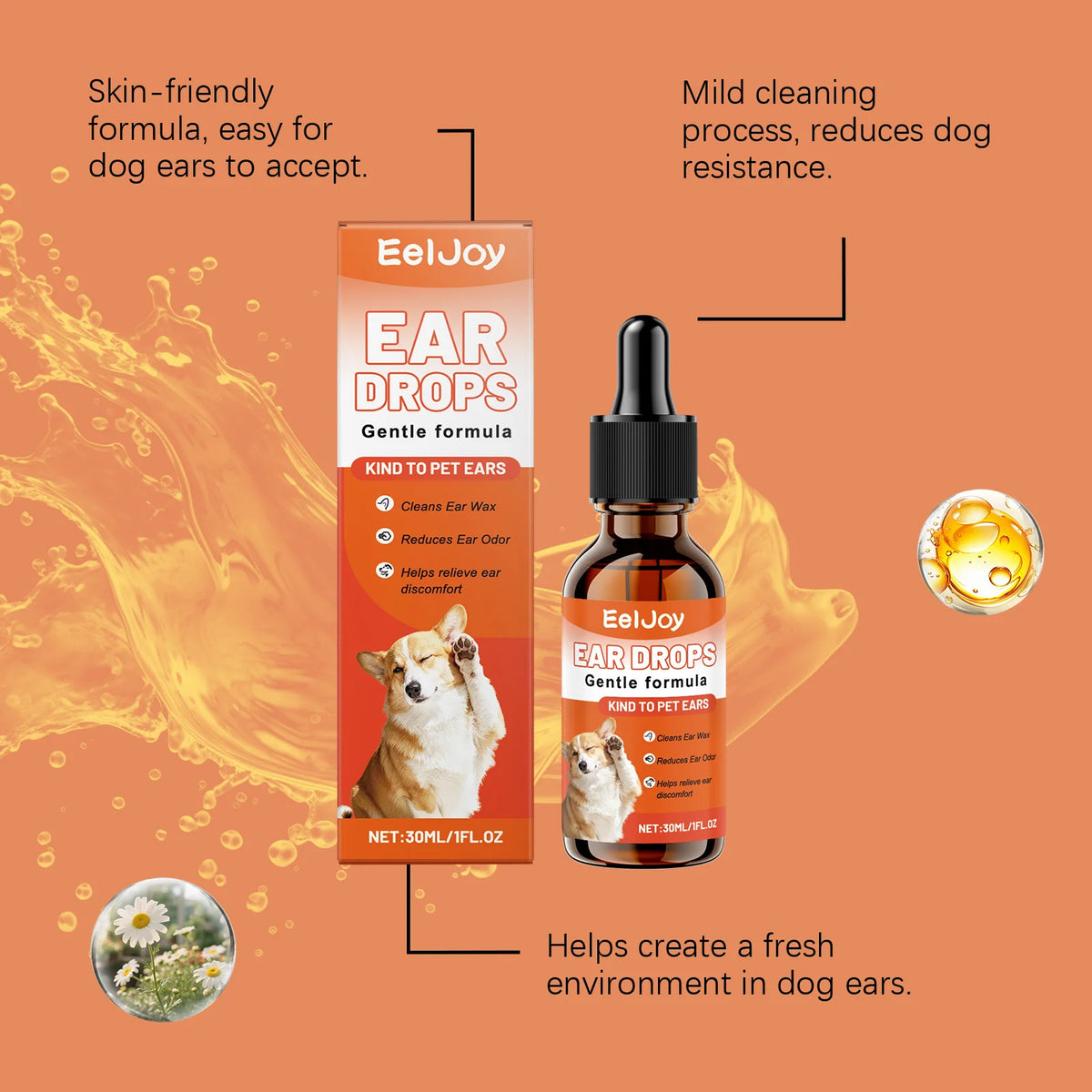 Pet Ear Cleaning Drops for Dogs & Cats – Daily Ear Care Pet Ear Cleaner Qst