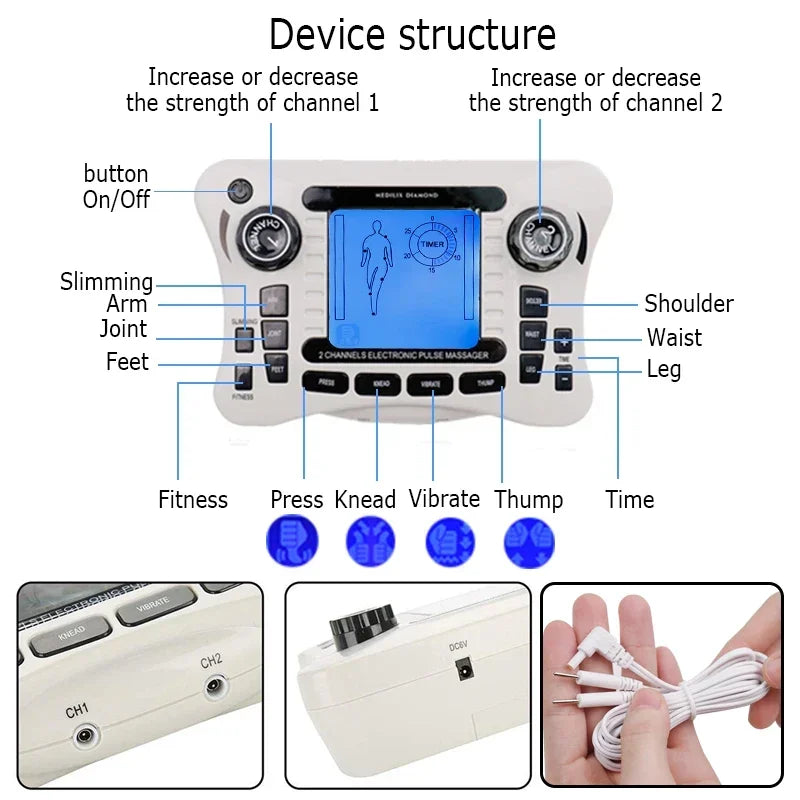 Electronic Pulse Massager – TENS EMS Muscle Stimulator Device Pulse Massager Qst