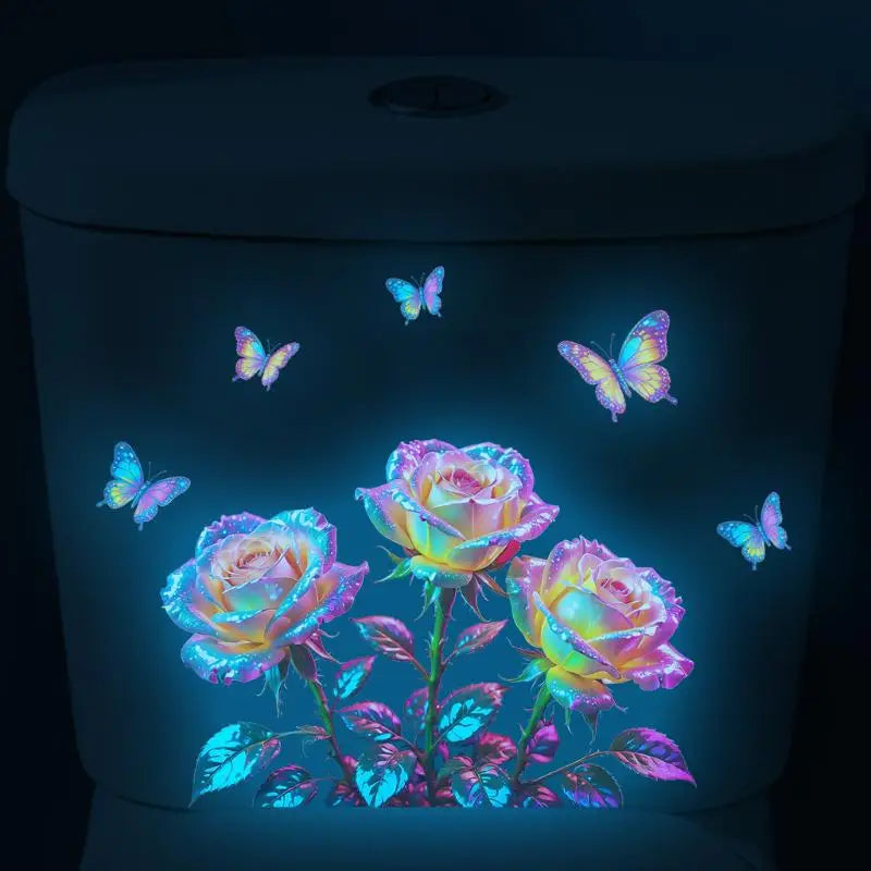 Glow-in-the-Dark Rose Wall Decals – Self-Adhesive PVC Stickers Wall Decal Sticker Qme