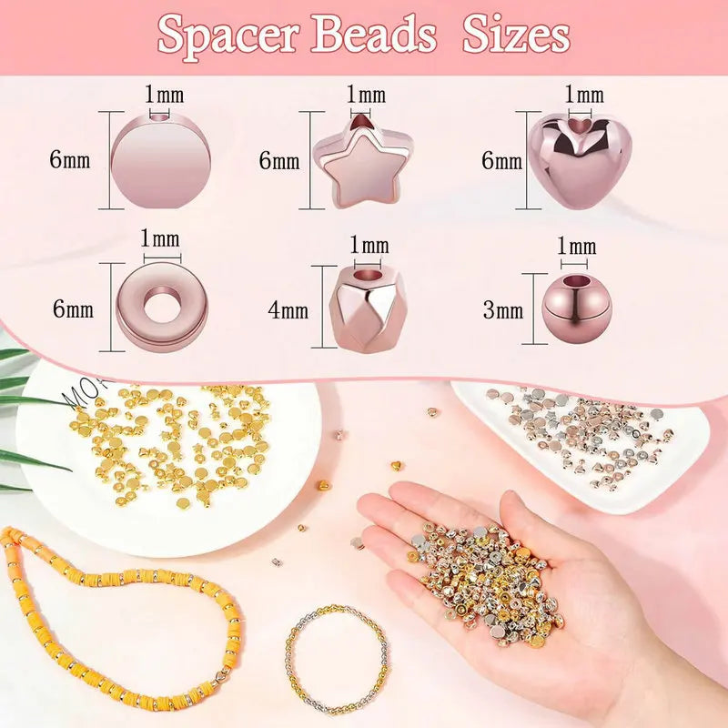 CCB Spacer Beads Set – 6 Styles Assorted Gold Jewelry Making Jewelry Making Beads Qme
