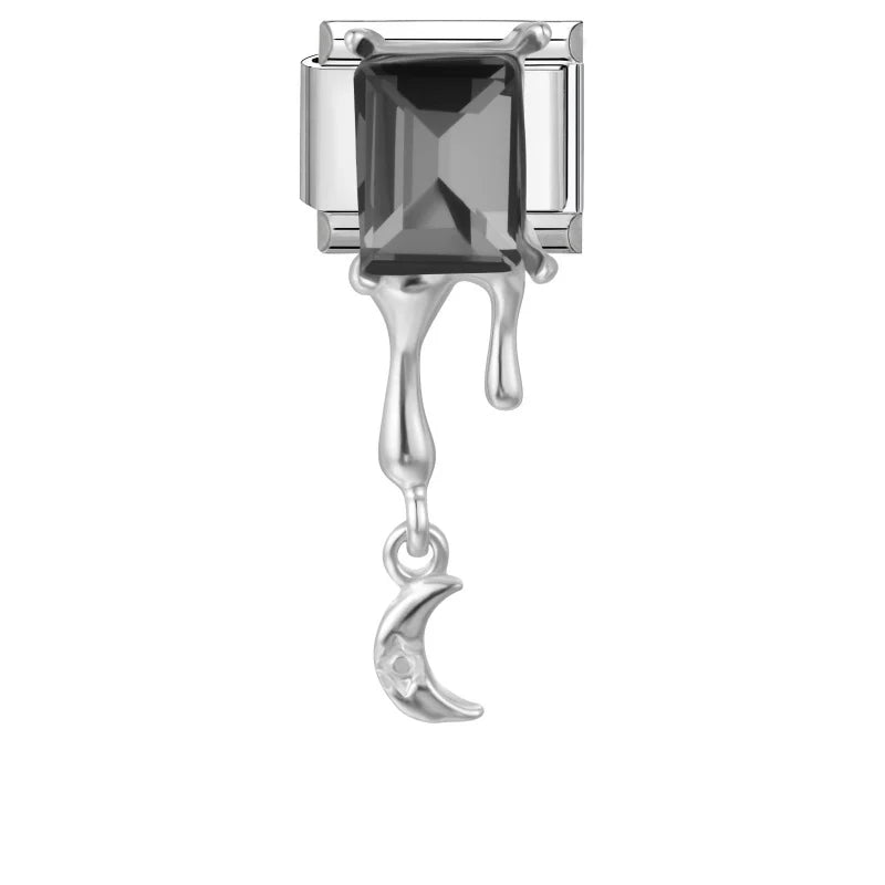 Zircon Italian Charm Links – Heart, Star & Bow | 9mm Steel Italian Charm Links Qme Style 8
