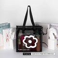 Clear Beach Tote Bag – Zipper Nylon Mesh Flower Print Nylon Mesh Tote Bag Qme A1