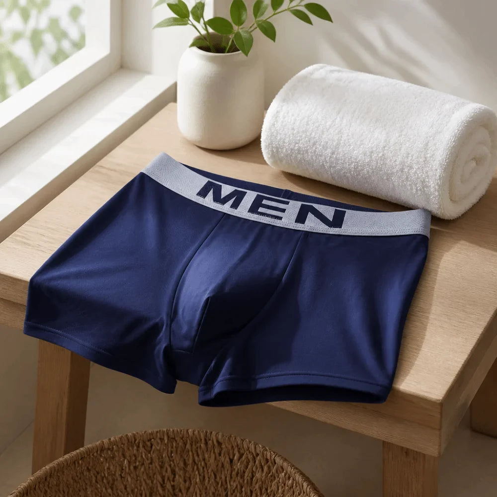 Men's Breathable Boxer Shorts | Solid Color & Elastic Waistband Men's Boxer Shorts Qme