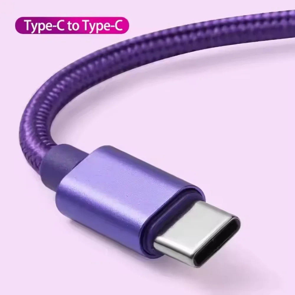 66W Nylon Braided USB-C Fast Charging Cable 1m 2m 3m USB-C Charging Cable Qme