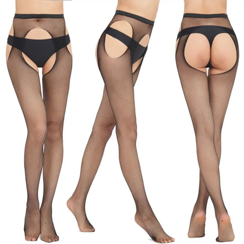 Women's Hollow Out Fishnet Open Crotch Pantyhose | 4 Colors Fishnet Pantyhose Qme