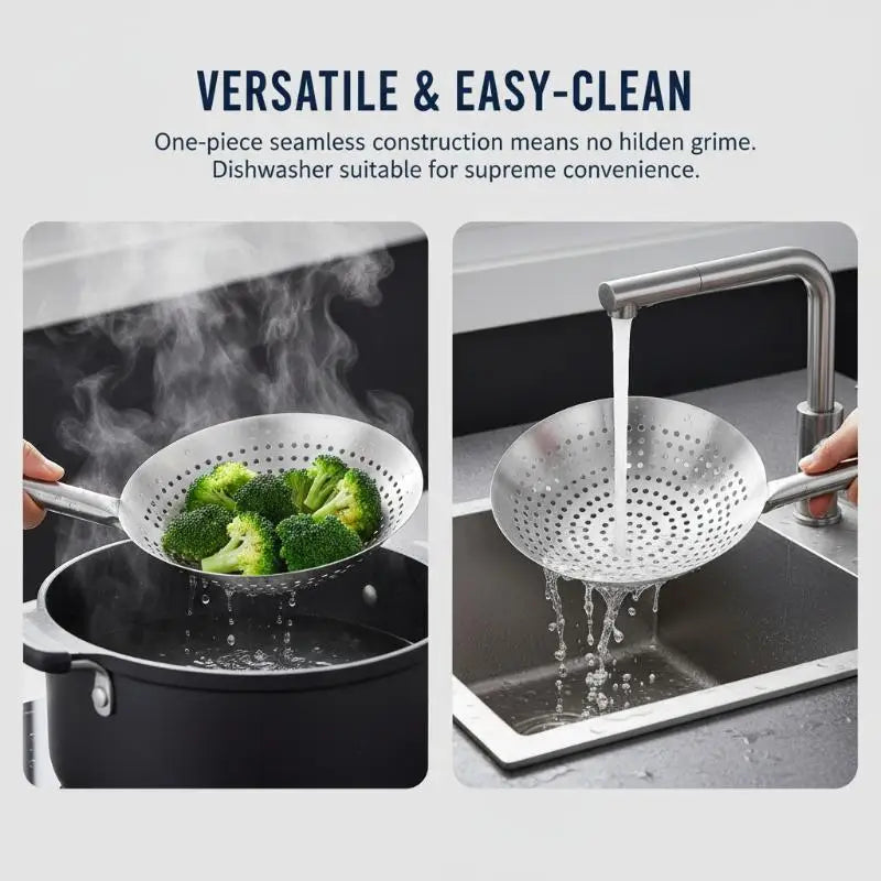Stainless Steel Colander with Handle – Multifunction Kitchen Strainer Kitchen Colander Strainer Qme