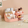 Makeup Storage Box with Mirror & Touch Light | Vanity Organizer Vanity Storage Organizer Qme LNordicPink