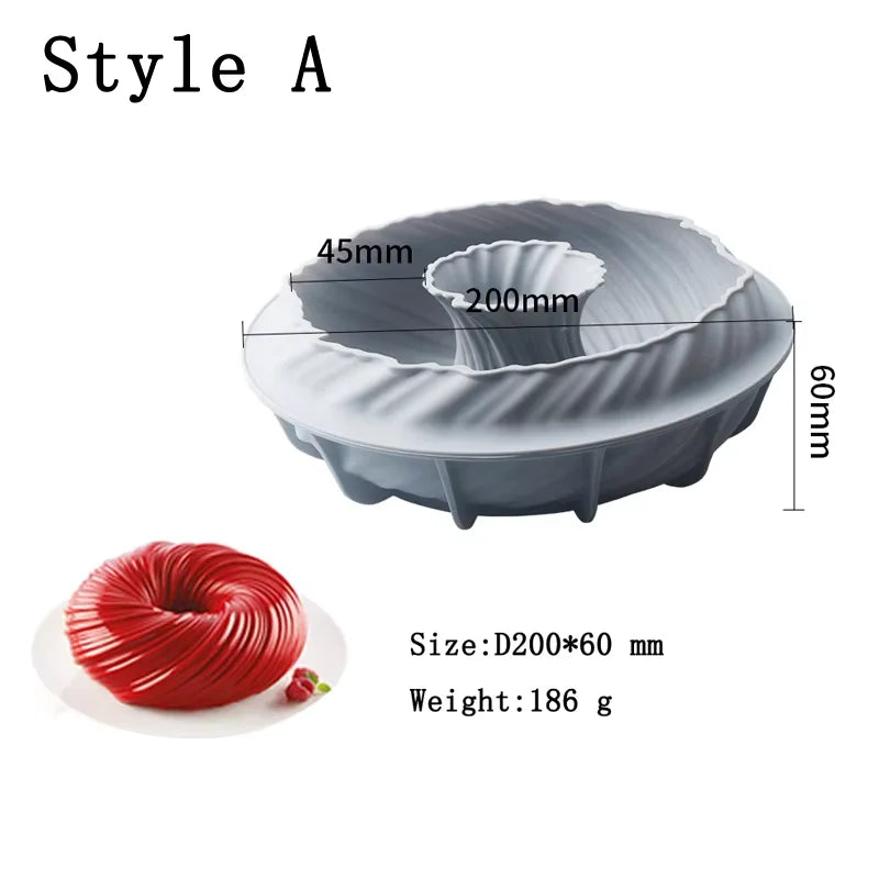 Spiral Donut Silicone Cake Mold – Mousse & French Pastry Baking Silicone Cake Mold Qst Style A 1PC