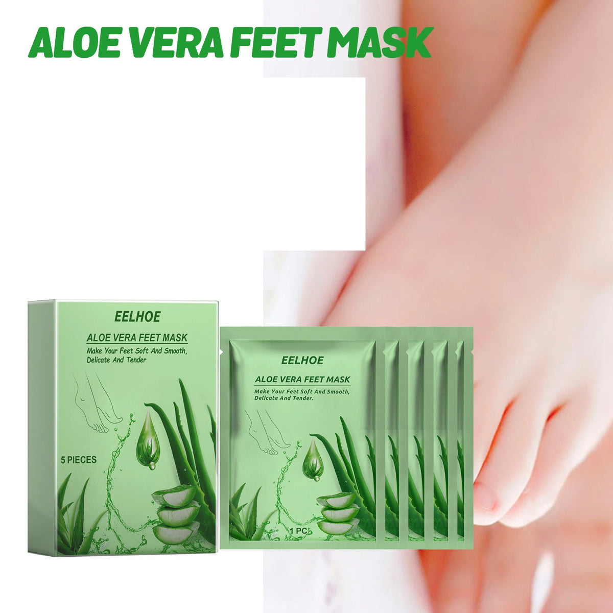 EELHOE Aloe Vera Exfoliating Foot Mask Pedicure Sock Pad Exfoliating Foot Mask Qst