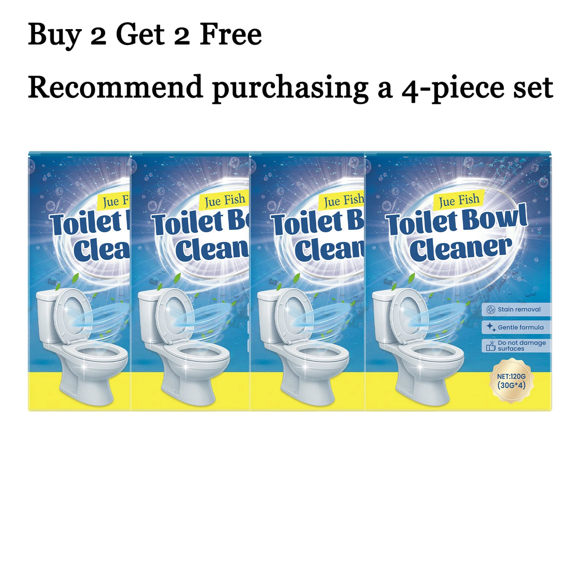 Jue-Fish 120g Toilet Cleaning Powder – Remove Stains & Odors Toilet Cleaning Powder Qst 4 boxes