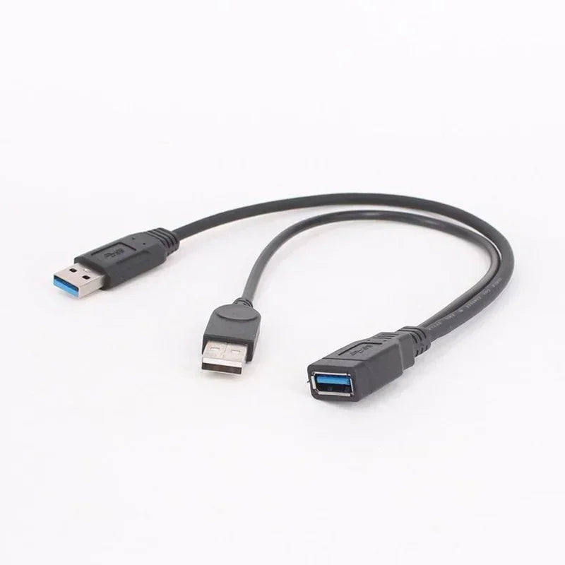 USB 3.0 Y Cable – Female to Dual Male Extra Power Data Extension USB Y Extension Cable Qme