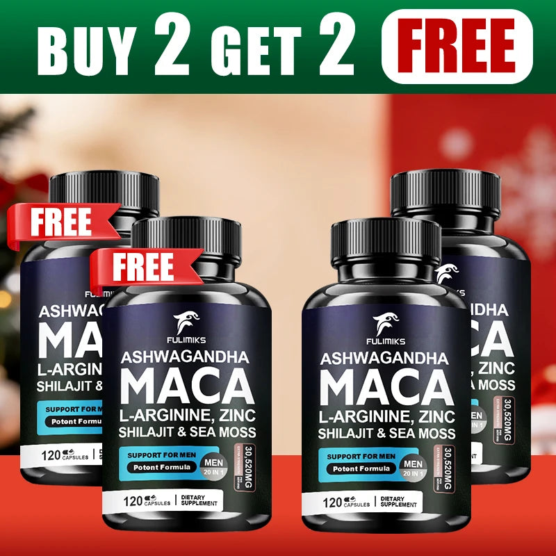 Maca Supplement with Ashwagandha, Shilajit & Zinc – 120 Caps Wellness Supplement Qst