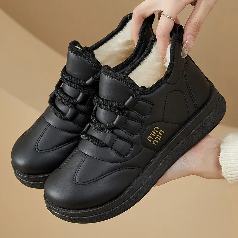 Women's Waterproof Warm Snow Boots – Anti-Slip Winter Ankle Women's Snow Boots Qst Black 41
