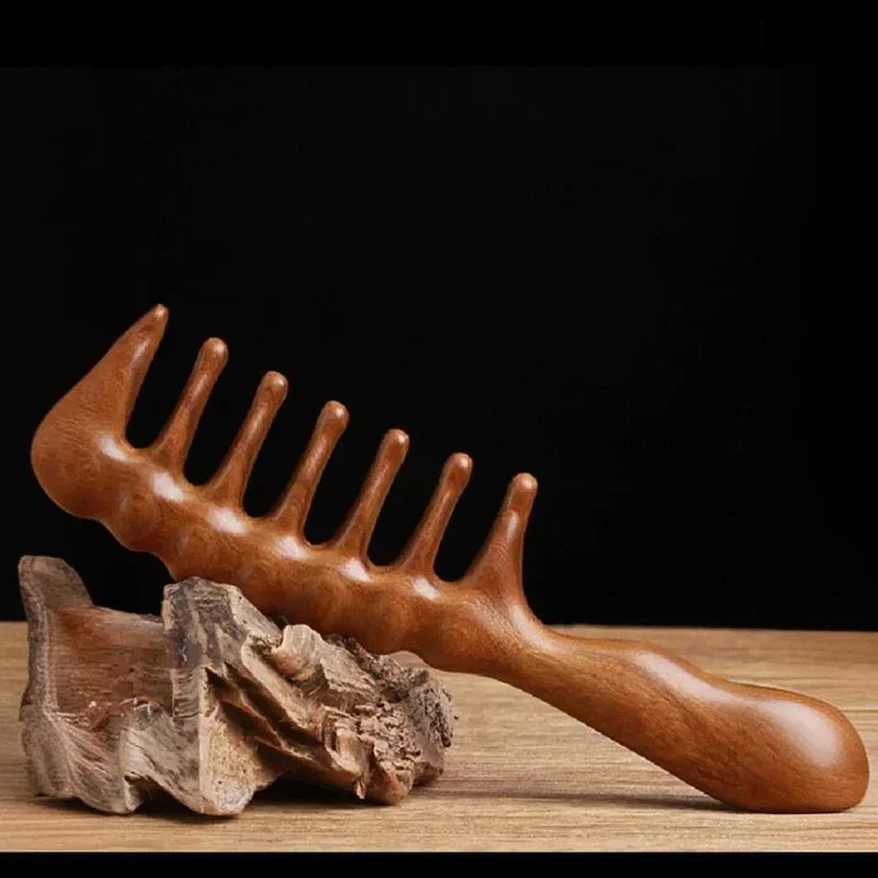 Natural Sandalwood Anti-Static Wooden Hair Comb & Massager Wooden Hair Comb Qme