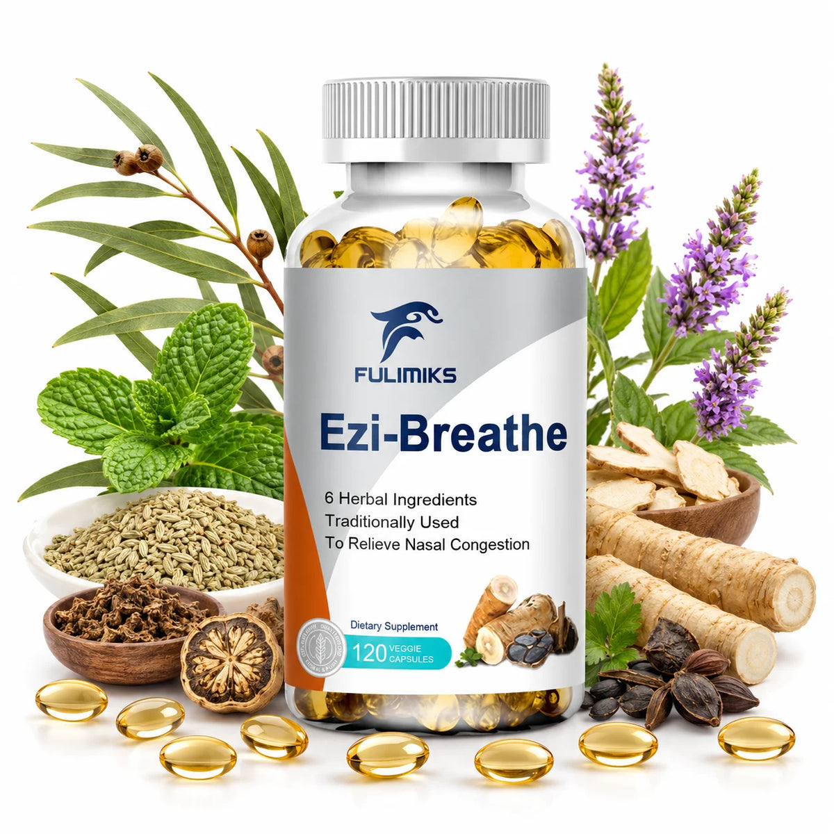 FULIMIKS Herbal Nasal & Breathing Support Capsules 120ct Herbal Supplement Qst