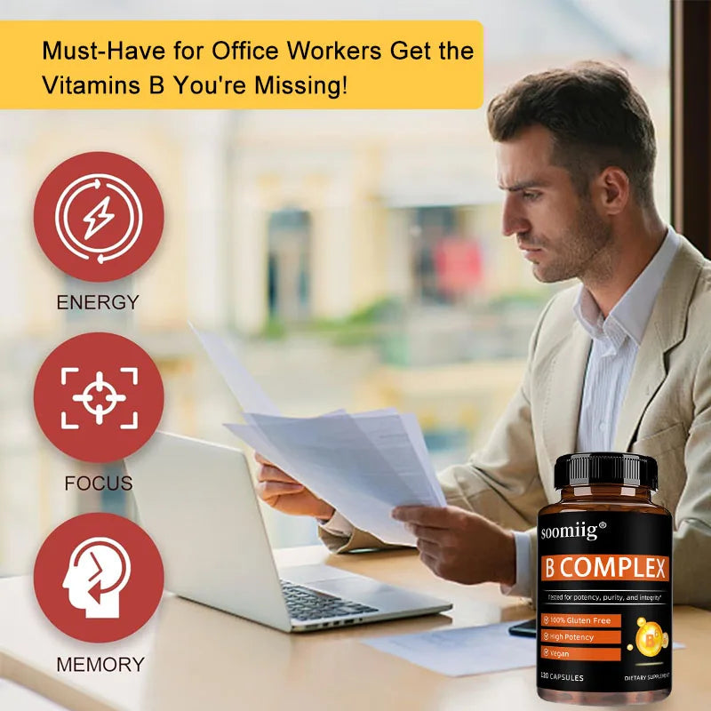 SOOMIIG Vitamin B Complex Capsules – Energy & Skin Support Vitamin B Supplement Qst