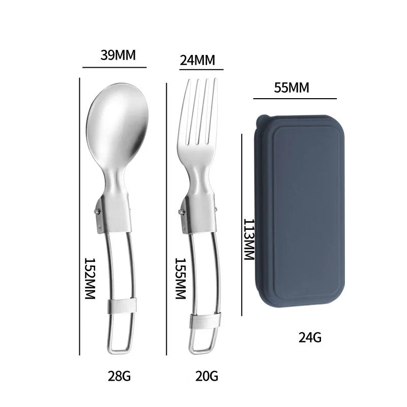 Folding Stainless Steel Cutlery Set – Knife, Fork & Spoon Folding Cutlery Set Qme 2pcs Roya Blue
