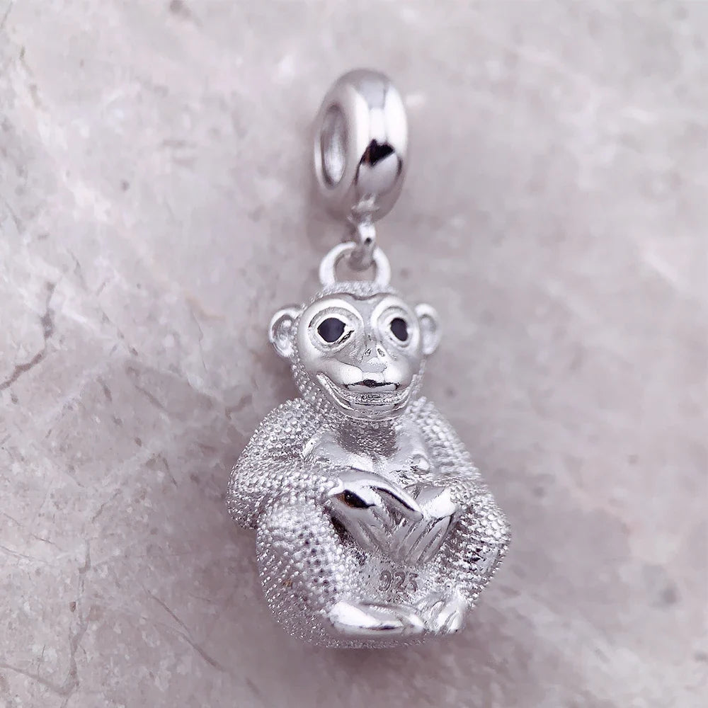 Monkey Charm Pendant – Pure 925 Sterling Silver | Unisex Sterling Silver Charm Qme
