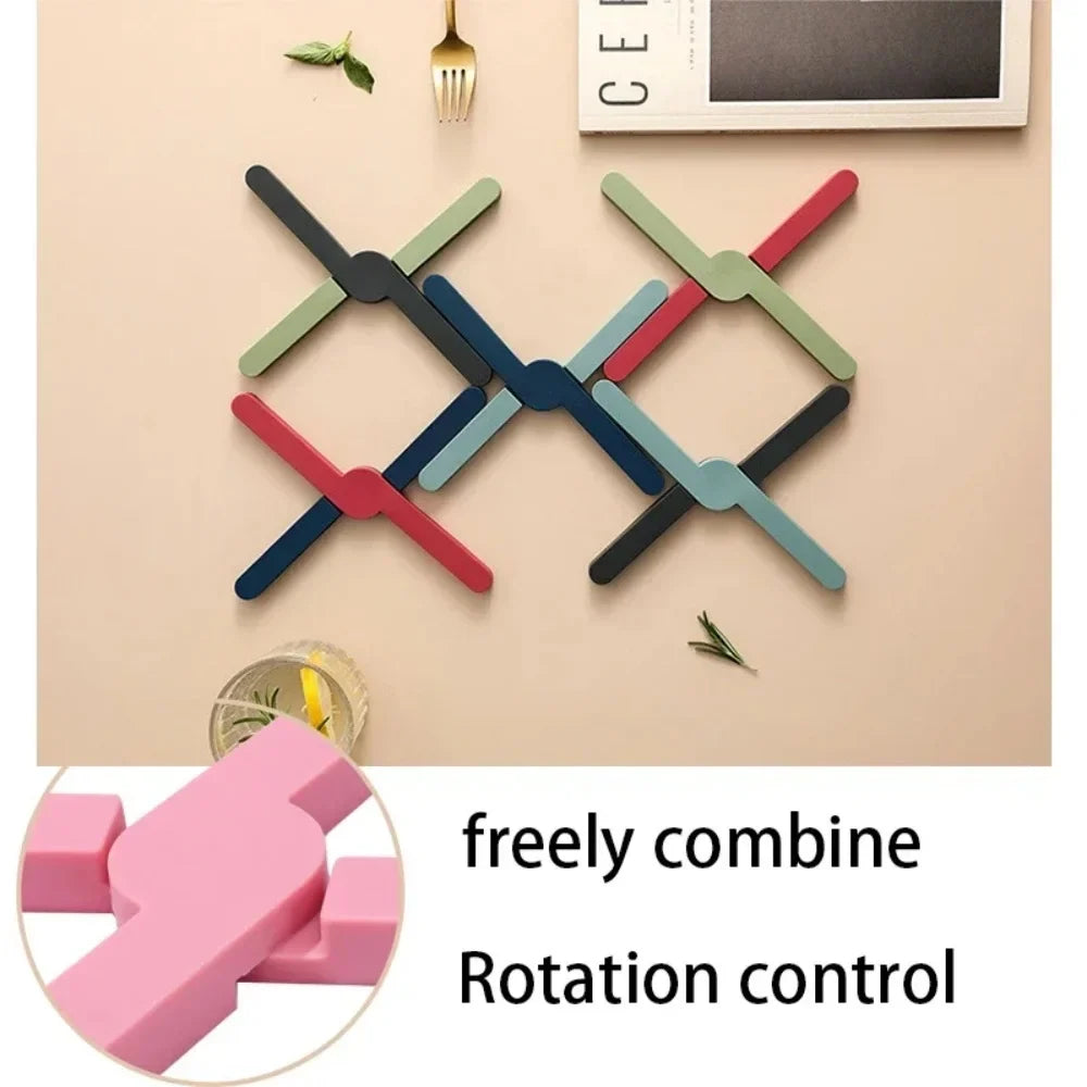 X-Shaped Foldable Silicone Trivet – Heat-Resistant Non-Slip Silicone Trivet Qme