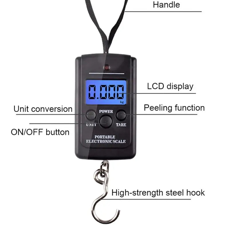 Mini Digital Hanging Scale – Portable 40kg Fishing & Travel Digital Hanging Scale Qme