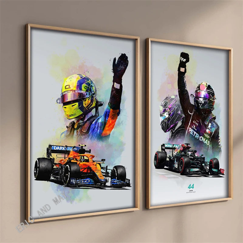 Watercolor F1 Racing Driver Helmet Canvas Print Wall Art Canvas Wall Art Qst
