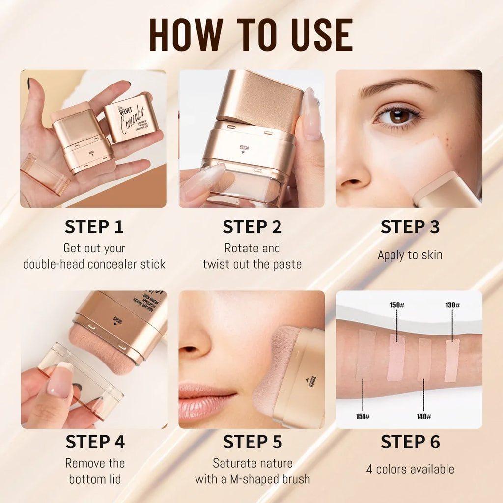 Qme 2-in-1 Concealer & Foundation Stick | Waterproof Concealer Foundation Stick Qme