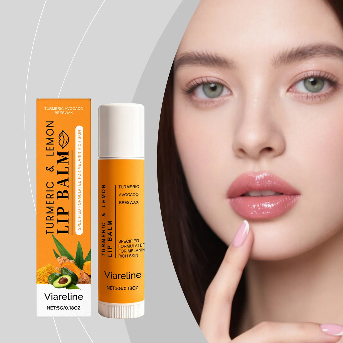 VIARELINE Turmeric Lemon Lip Balm – Moisturizing & Brightening Lip Balm Qst