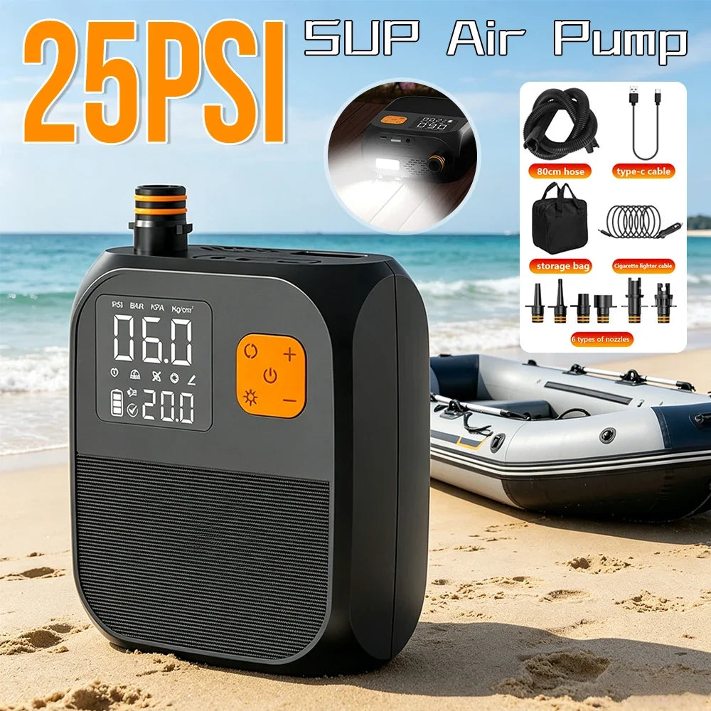 Qme 25PSI Rechargeable Electric SUP Paddleboard Pump Electric SUP Pump Qme