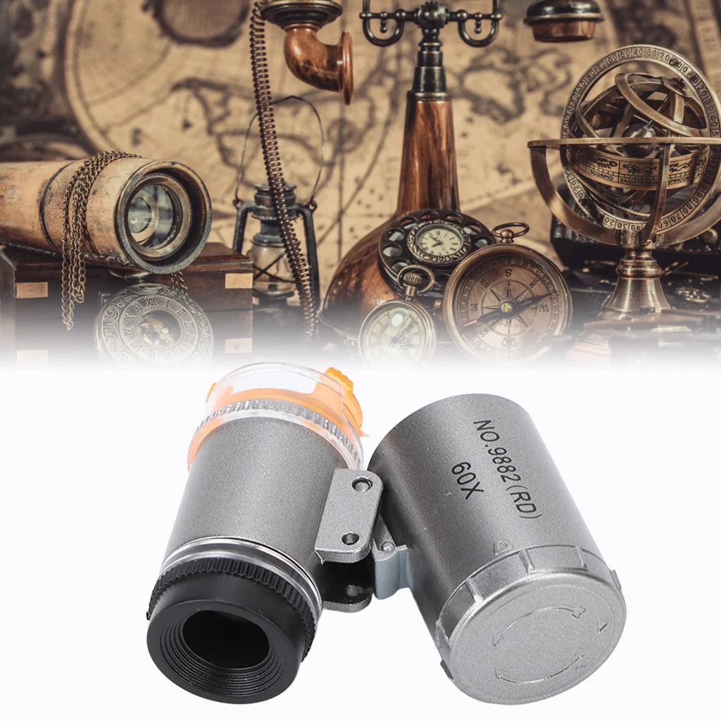 Mini Pocket Microscope 60X Magnification 2 LED & UV Light Pocket Microscope Qme
