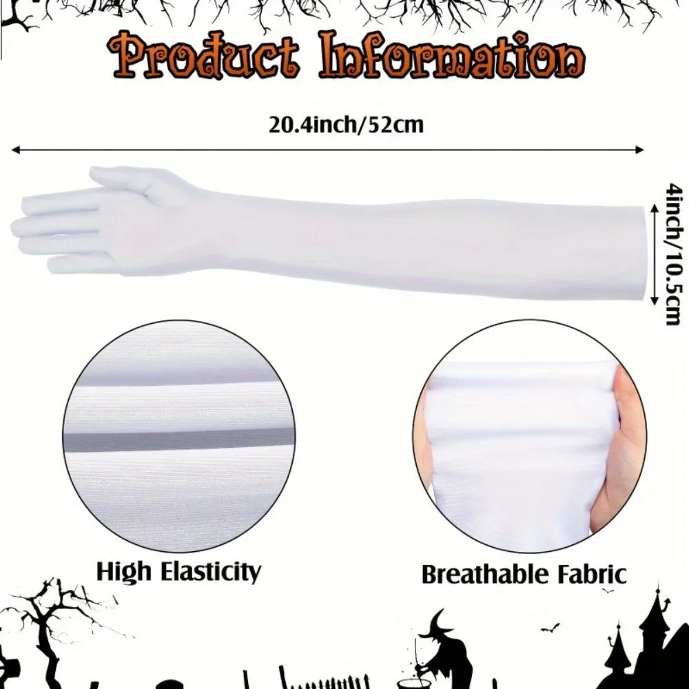 Women's White Satin Long Opera Gloves – Wedding & Costume Satin Opera Gloves Qme