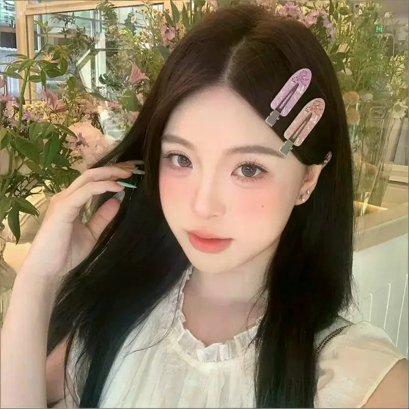 Korean Rhinestone Love Hairpin Side Bangs Clip – 4 Colors Rhinestone Hair Clip Qme