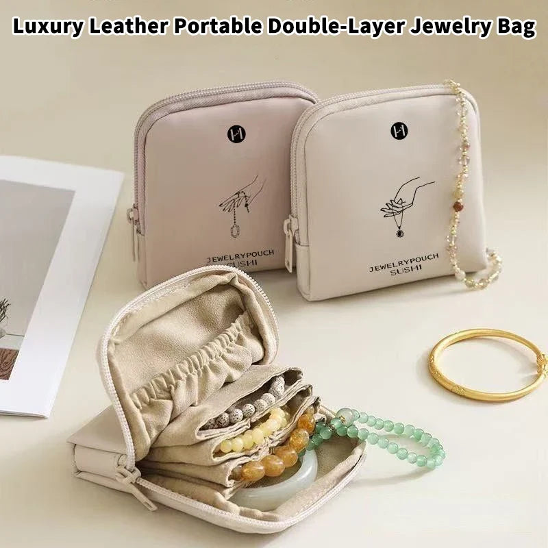 Leather Jewelry Mini Storage Box | Double-Layer Bracelet Case Jewelry Storage Box Qme