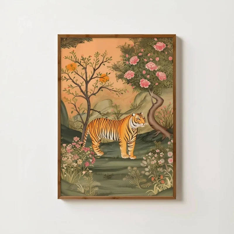 Tiger & Panther Canvas Wall Art – Jungle Tropical Poster Canvas Wall Art Qst ZLH9977 40x50cm Unframed
