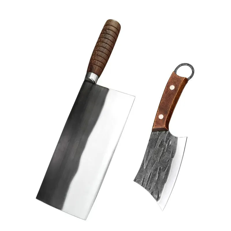 InLeung Chinese Cleaver – Handmade Stainless Steel Chef Knife Kitchen Cleaver Knife Qst 2PCS Knife AC