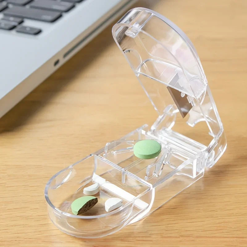 Compact Portable Pill Organizer with Built-In Pill Splitter Pill Organizer Qme