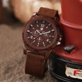 Men's Outdoor Night Light Quartz Watch Nylon Band Quartz Wrist Watch Qme Brown