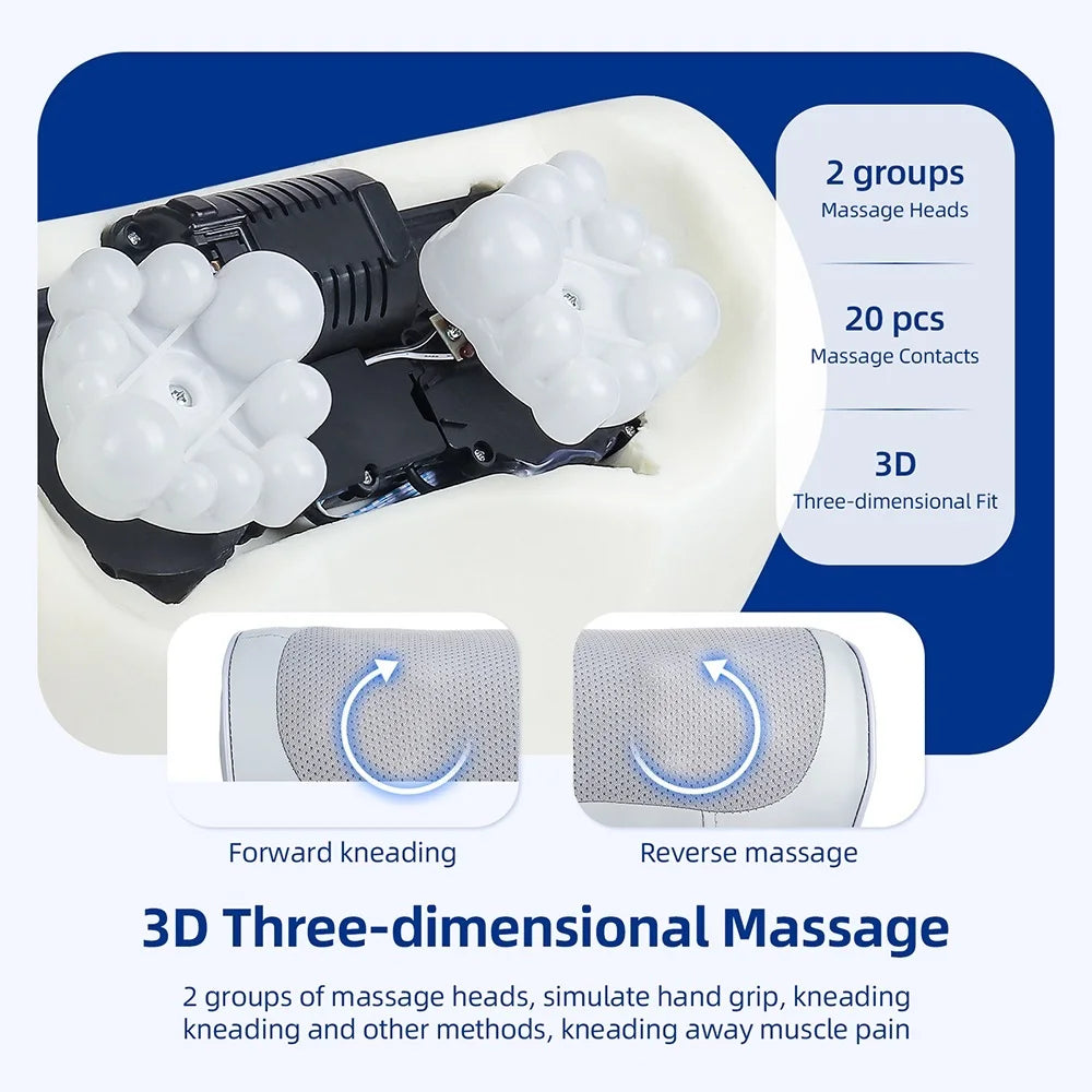 2-in-1 Shiatsu Neck & Back Massage Pillow | Lumbar Cushion Massage Pillow Qst