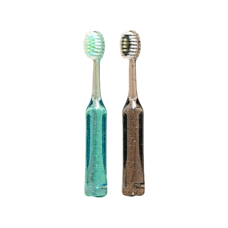 2-Pack Kids Soft Toothbrushes – Convex Design, Ages 3–12 Kids Toothbrush Set Qst Gray Blue